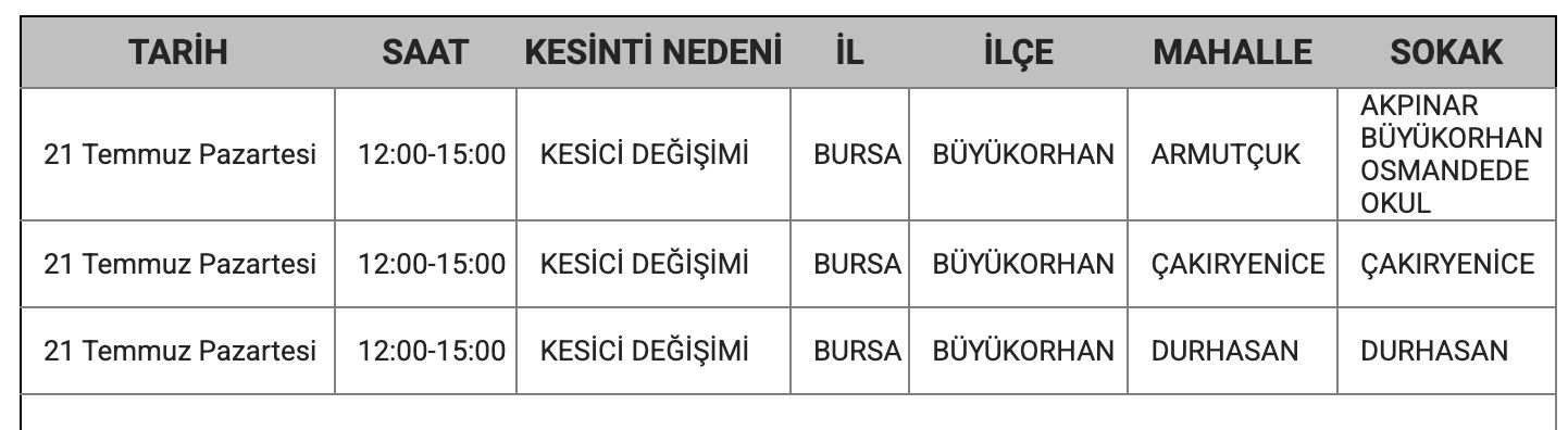 Bursa elektrik kesintisi 21-26 Temmuz: UEDAŞ Osmangazi, Yıldırım, Nilüfer, İnegöl, Gemlik ve 10 ilçede planlı kesintiyi duyurdu - 3. Resim