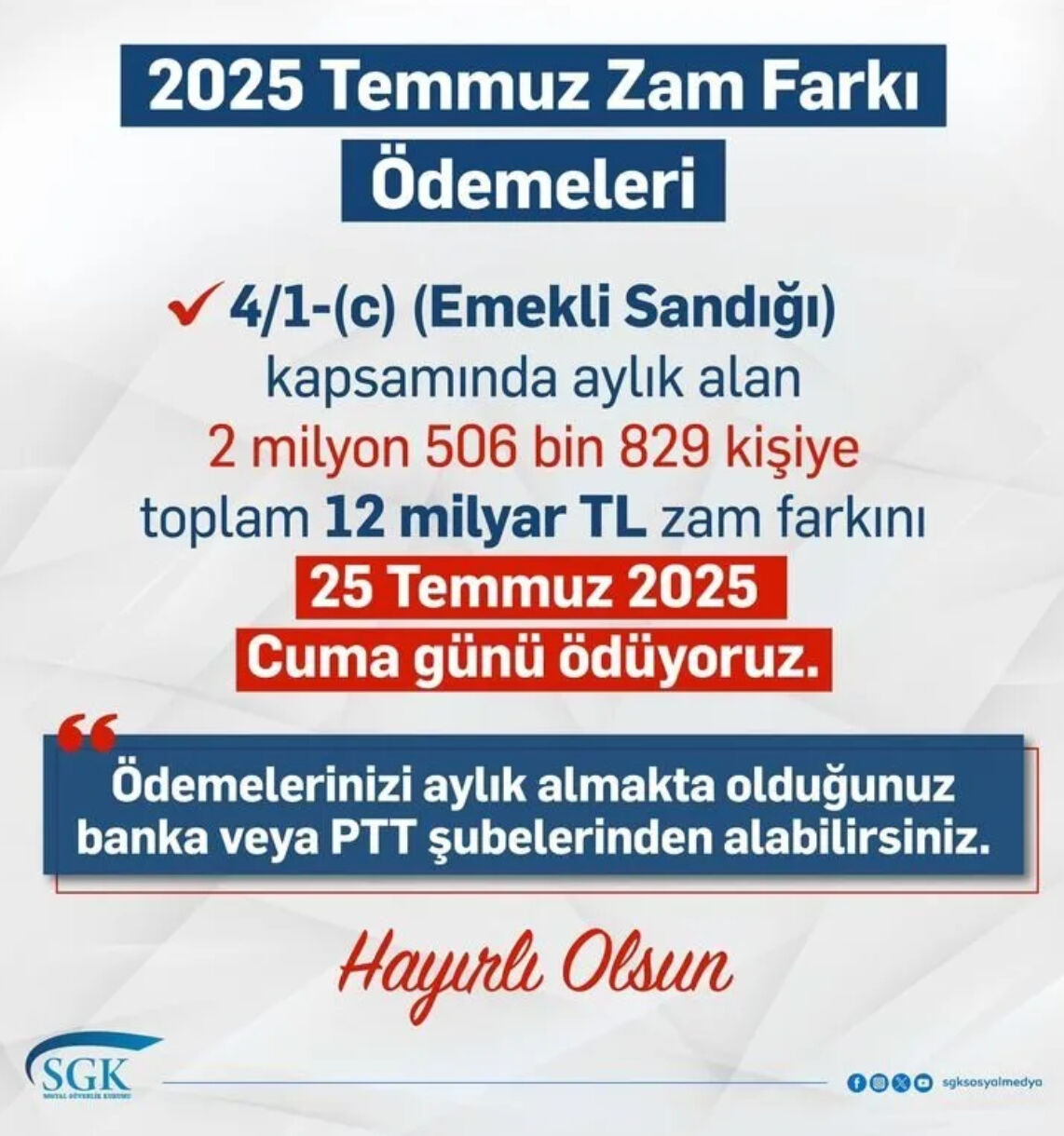 Emekli sandığı emekli maaş farkları ne zaman yatacak 2025? SGK 'Hayırlı Olsun' diyerek duyurdu Emekli sandığı emekli maaş farkları ne zaman yatacak 2025? SGK 'Hayırlı Olsun' diyerek duyurdu - 6. Resim
