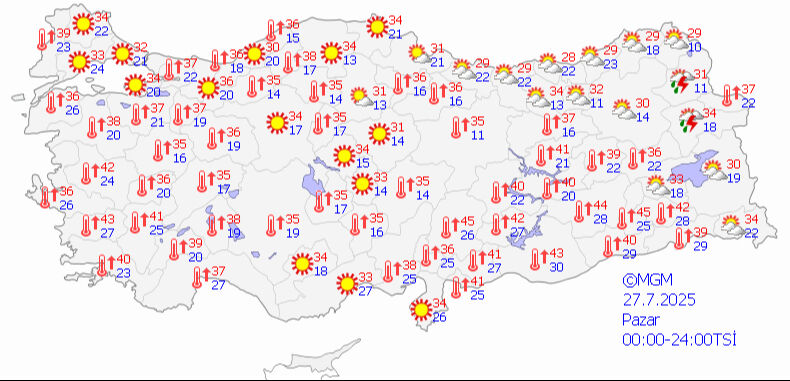 İstanbul'da hava strateji değiştirdi! Tehlikeli saatler başladı, o da devreye giriyor 27 Temmuz 2025 MGM hava durumu tahmin haritası