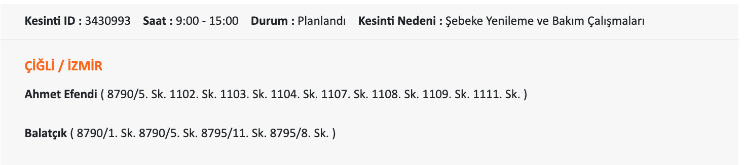 24 Temmuz Gediz elektrik listeyi paylaştı, İzmir karanlığa gömülecek! İzmir'de elektrikler ne zaman gelecek, saat kaçta? 24 Temmuz Gediz elektrik listeyi paylaştı, İzmir karanlığa gömülecek! İzmir'de elektrikler ne zaman gelecek, saat kaçta? - 7. Resim