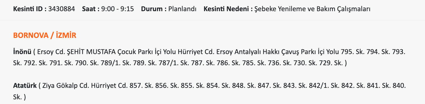 24 Temmuz Gediz elektrik listeyi paylaştı, İzmir karanlığa gömülecek! İzmir'de elektrikler ne zaman gelecek, saat kaçta? 24 Temmuz Gediz elektrik listeyi paylaştı, İzmir karanlığa gömülecek! İzmir'de elektrikler ne zaman gelecek, saat kaçta? - 3. Resim