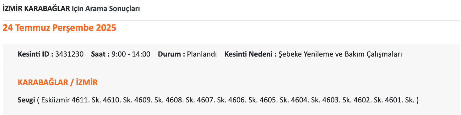 24 Temmuz Gediz elektrik listeyi paylaştı, İzmir karanlığa gömülecek! İzmir'de elektrikler ne zaman gelecek, saat kaçta? 24 Temmuz Gediz elektrik listeyi paylaştı, İzmir karanlığa gömülecek! İzmir'de elektrikler ne zaman gelecek, saat kaçta? - 8. Resim