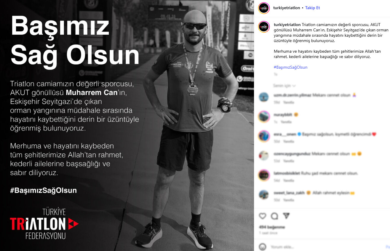 Türkiye Triatlon Federasyonu acı haberi duyurdu: Eskişehir yangınında şehit oldu Türkiye Triatlon Federasyonu acı haberi duyurdu: Eskişehir yangınında şehit oldu - 1. Resim