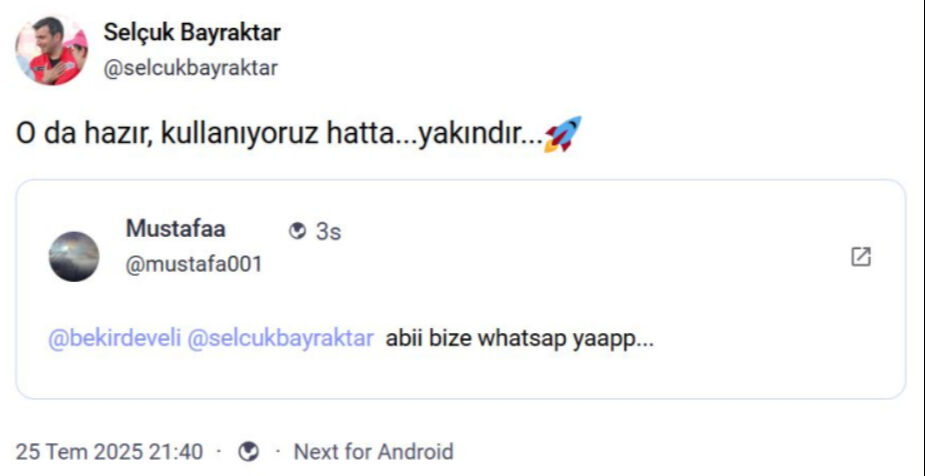 Selçuk Bayraktar'dan yerli mesajlaşma uygulaması müjdesi! 