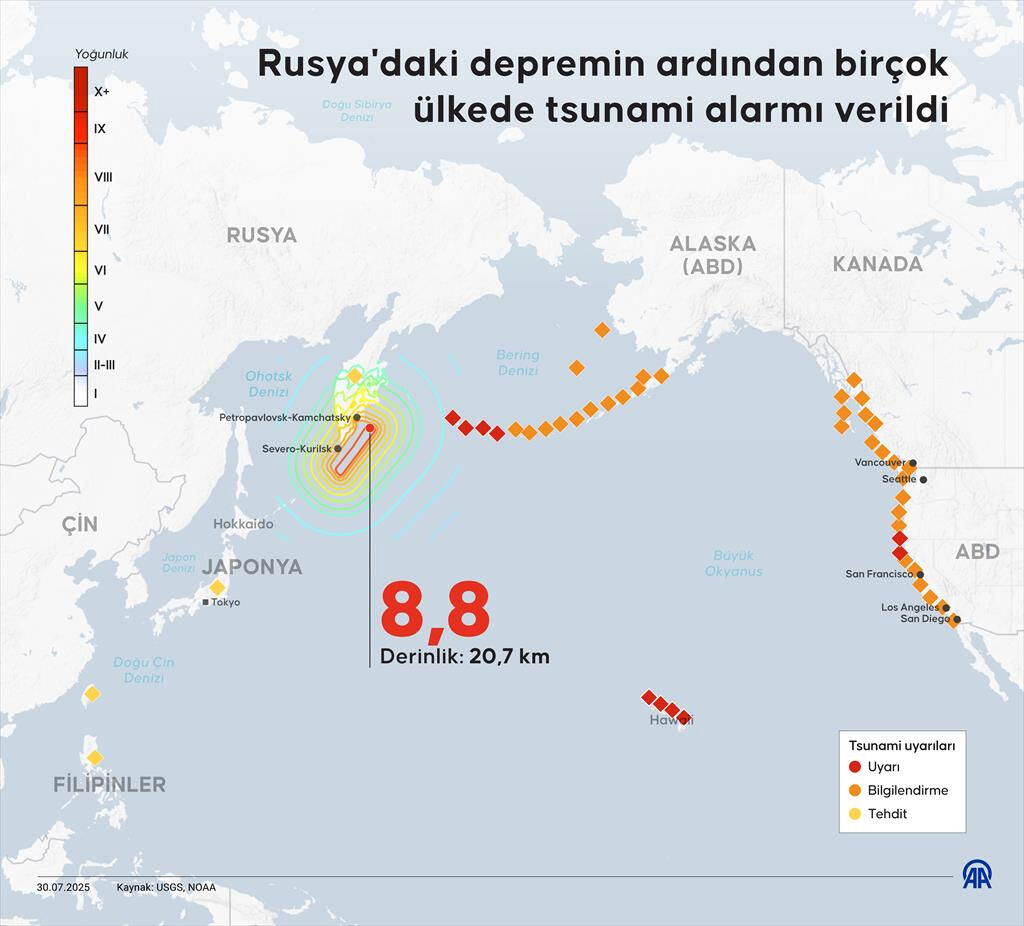 Rusya'da 8,8 büyüklüğünde deprem! Tsunami uyarısı verildi, yanardağ faaliyete geçti Rusya'da 8,8 büyüklüğünde deprem! Tsunami uyarısı verildi - 2. Resim