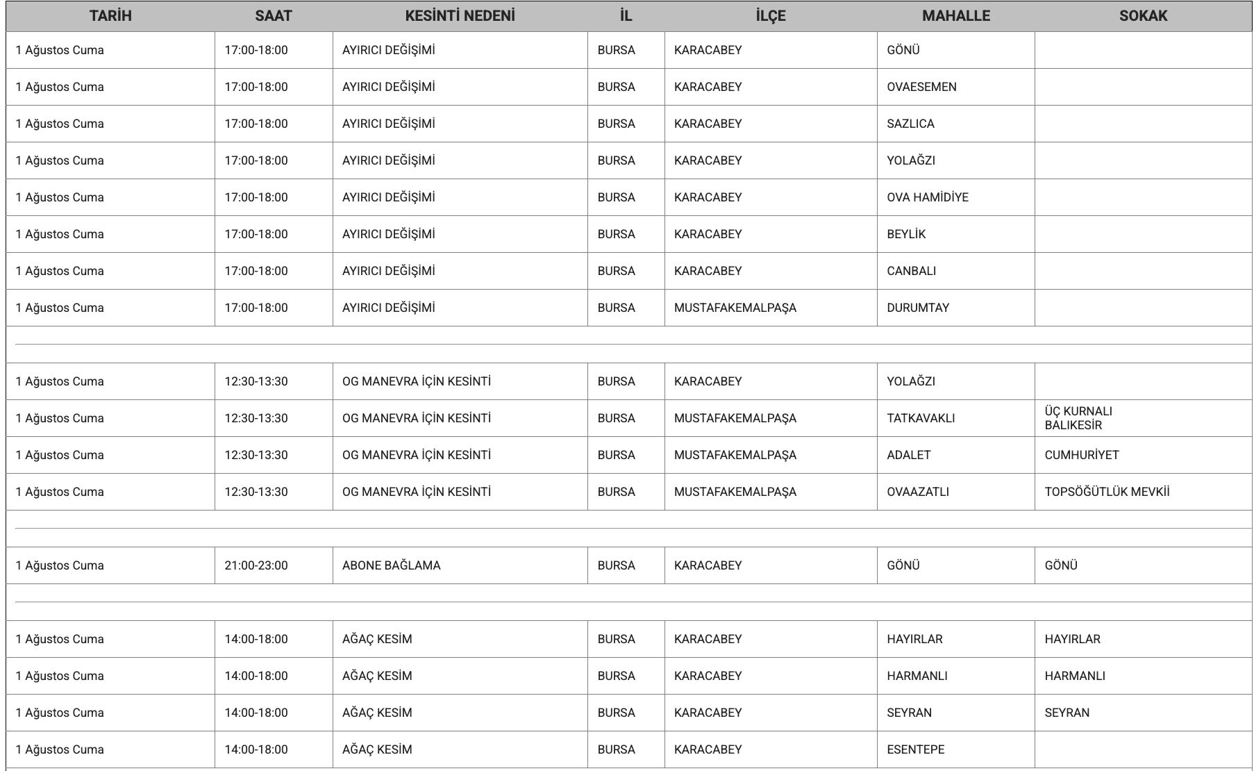 1 Ağustos Bursa elektrik kesintisi: UEDAŞ tam listeyi paylaştı, Bursa'da elektrikler ne zaman, saat kaçta gelecek? 1 Ağustos Bursa elektrik kesintisi: UEDAŞ tam listeyi paylaştı, Bursa'da elektrikler ne zaman, saat kaçta gelecek? - 7. Resim