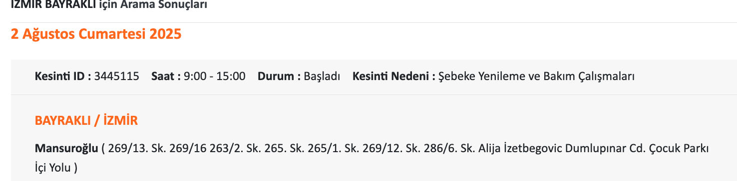 İzmir’de elektrik kesintisi takvimi belli oldu! GEDİZ elektrik duyurdu, İzmir'de elektrikler ne zaman, saat kaçta gelecek? - 3. Resim