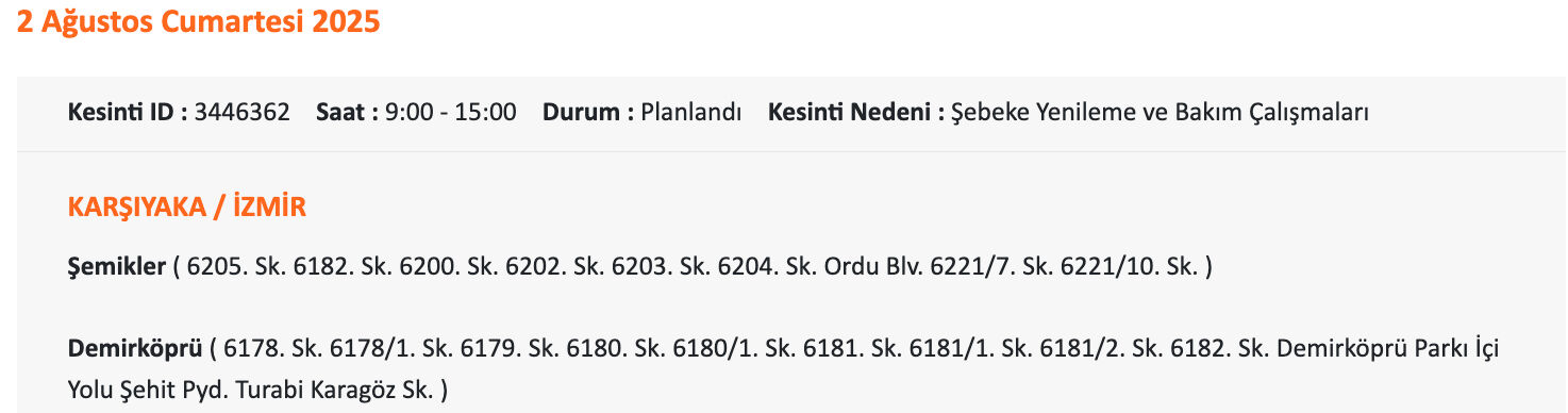 İzmir’de elektrik kesintisi takvimi belli oldu! GEDİZ elektrik duyurdu, İzmir'de elektrikler ne zaman, saat kaçta gelecek? - 6. Resim