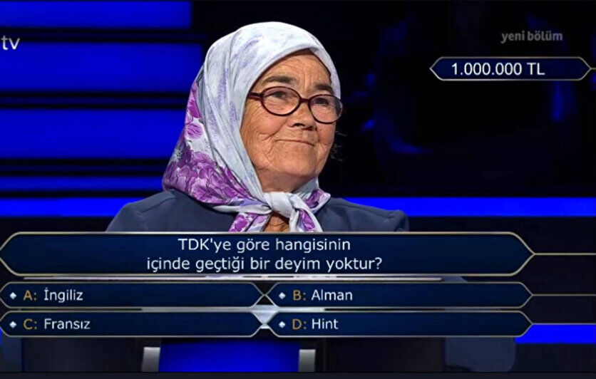 Kim Milyoner Olmak İster'de 1 milyon TL'lik soru açıldı: TDK'ya göre hangisinin içinde geçtiği bir deyim yoktur? - 1. Resim