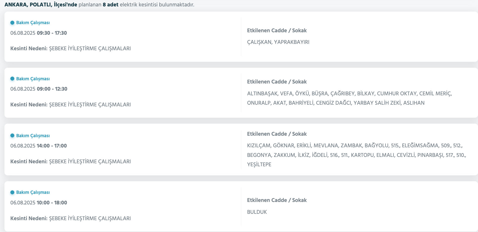Ankara elektrik kesintisi sorgulama: Ankara'nın hangi ilçelerinde elektrik kesintisi olacak? Çubuk, Elmadağ, Etimesgut... Ankara elektrik kesintisi sorgulama: Ankara'nın hangi ilçelerinde elektrik kesintisi olacak? Çubuk, Elmadağ, Etimesgut... - 18. Resim