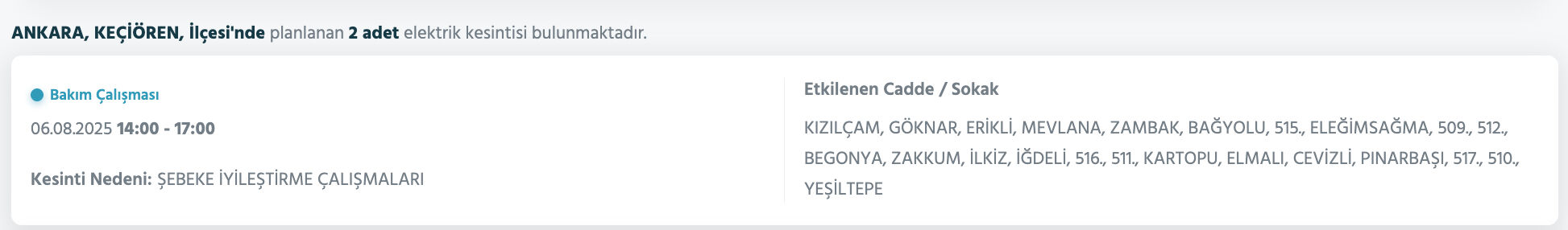 Ankara elektrik kesintisi sorgulama: Ankara'nın hangi ilçelerinde elektrik kesintisi olacak? Çubuk, Elmadağ, Etimesgut... Ankara elektrik kesintisi sorgulama: Ankara'nın hangi ilçelerinde elektrik kesintisi olacak? Çubuk, Elmadağ, Etimesgut... - 15. Resim