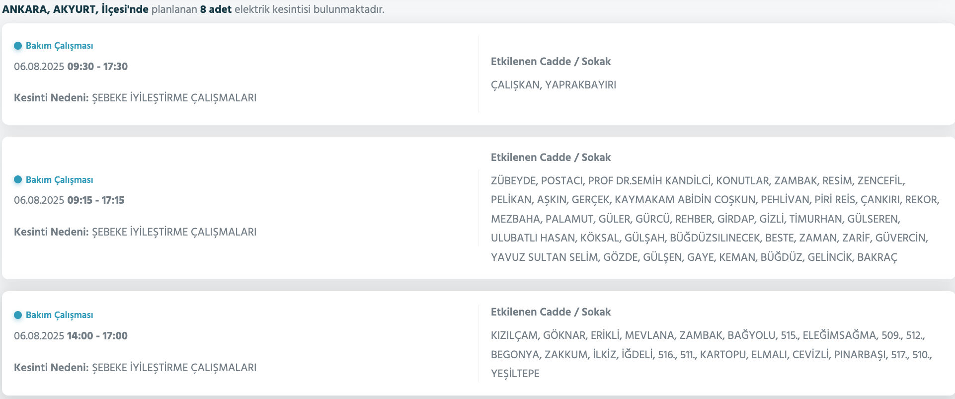 Ankara elektrik kesintisi sorgulama: Ankara'nın hangi ilçelerinde elektrik kesintisi olacak? Çubuk, Elmadağ, Etimesgut... Ankara elektrik kesintisi sorgulama: Ankara'nın hangi ilçelerinde elektrik kesintisi olacak? Çubuk, Elmadağ, Etimesgut... - 2. Resim