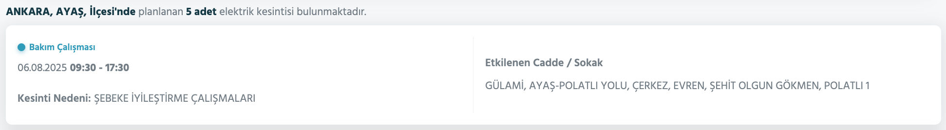 Ankara elektrik kesintisi sorgulama: Ankara'nın hangi ilçelerinde elektrik kesintisi olacak? Çubuk, Elmadağ, Etimesgut... Ankara elektrik kesintisi sorgulama: Ankara'nın hangi ilçelerinde elektrik kesintisi olacak? Çubuk, Elmadağ, Etimesgut... - 4. Resim