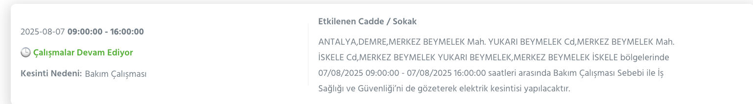 Antalya elektrik kesintisi! AEDAŞ duyurdu, Antalya'da elektrikler ne zaman gelecek, saat kaçta? Antalya elektrik kesintisi! AEDAŞ duyurdu, Antalya'da elektrikler ne zaman gelecek, saat kaçta? - 4. Resim