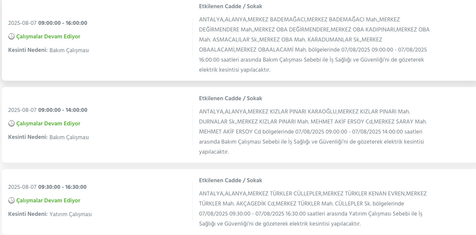 Antalya elektrik kesintisi! AEDAŞ duyurdu, Antalya'da elektrikler ne zaman gelecek, saat kaçta? Antalya elektrik kesintisi! AEDAŞ duyurdu, Antalya'da elektrikler ne zaman gelecek, saat kaçta? - 3. Resim