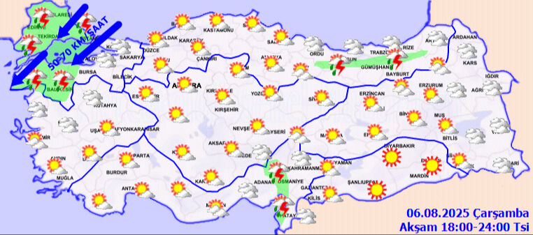 Yağmur yağacak mı? İstanbul, Edirne, Tekirdağ ve Çanakkale hava durumu Bugün yağmur yağacak mı? 6 Ağustos İstanbul, Edirne, Tekirdağ ve Çanakkale hava durumu - 1. Resim