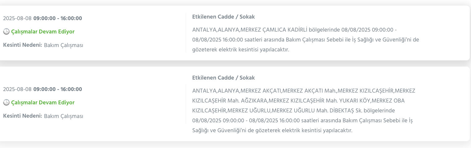 Antalya elektrik kesintisi sorgulama: Antalya'nın ne zaman, saat kaçta elektrikler kesilecek? - 3. Resim