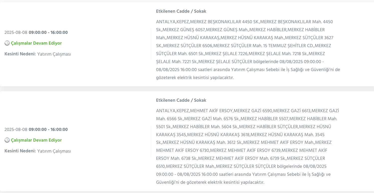 Antalya elektrik kesintisi sorgulama: Antalya'nın ne zaman, saat kaçta elektrikler kesilecek? - 9. Resim