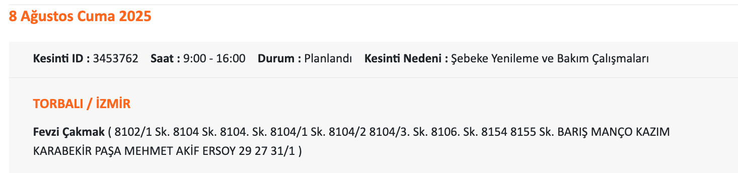 Gaziemir elektrik kesintisi sorgulama: Gediz Elektrik paylaştı, İzmir'de elektrik elektrikler ne zaman gelecek? - 22. Resim