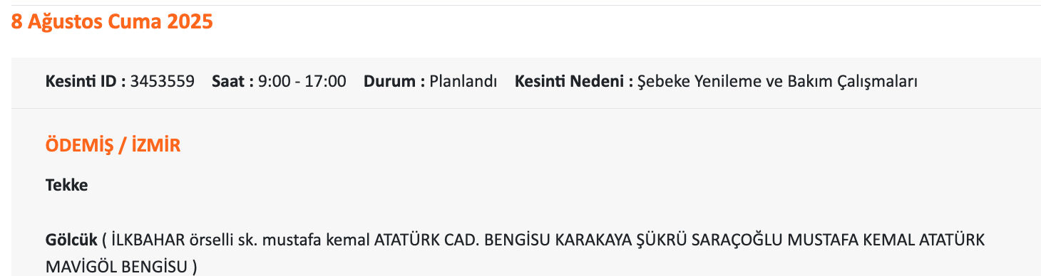 Gaziemir elektrik kesintisi sorgulama: Gediz Elektrik paylaştı, İzmir'de elektrik elektrikler ne zaman gelecek? - 20. Resim