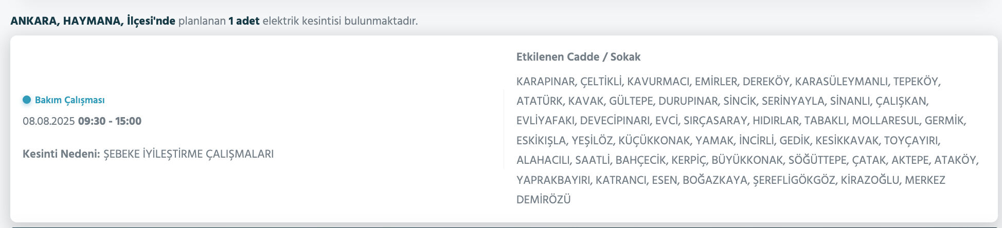 Ankara elektrik kesintisi listesi: Başkent EDAŞ duyurdu, Ankara'da elektrikler ne zaman gelecek? Ankara elektrik kesintisi listesi: Başkent EDAŞ duyurdu, Ankara'da elektrikler ne zaman gelecek? - 10. Resim
