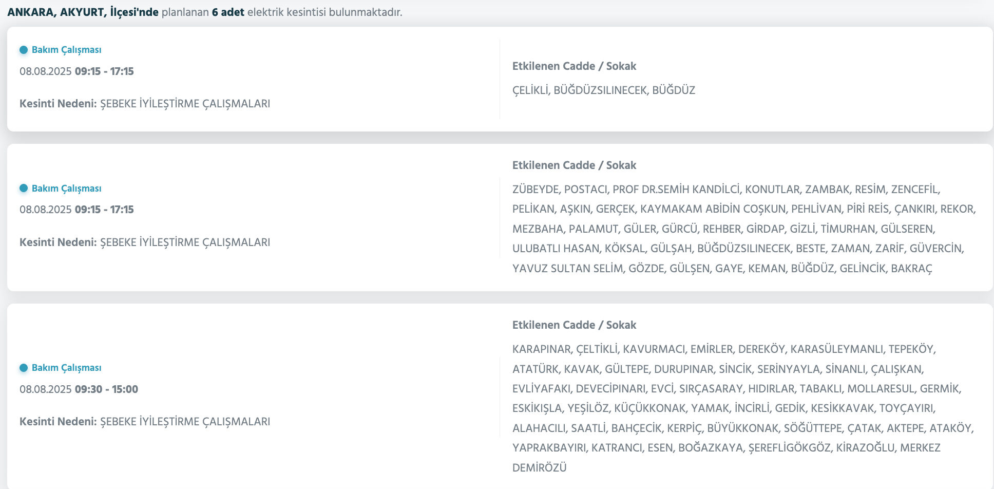 Ankara elektrik kesintisi listesi: Başkent EDAŞ duyurdu, Ankara'da elektrikler ne zaman gelecek? Ankara elektrik kesintisi listesi: Başkent EDAŞ duyurdu, Ankara'da elektrikler ne zaman gelecek? - 2. Resim