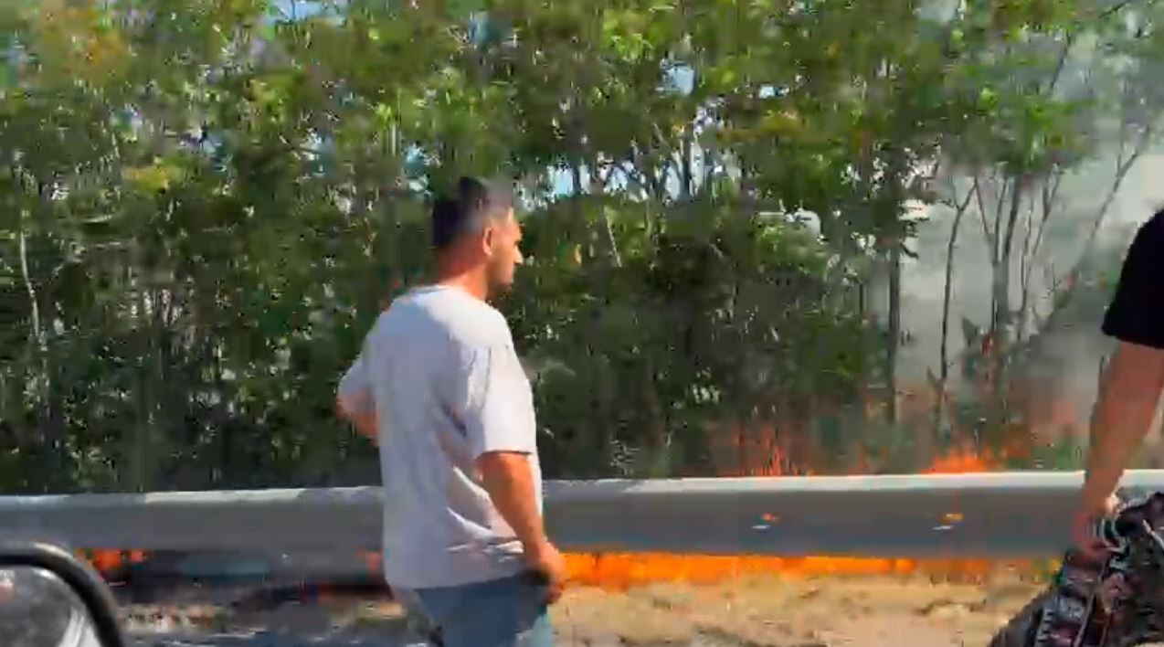 Bursa-İzmir-İstanbul otoyolunda yangın! Sürücüler alevlere karşı seferber oldu - 1. Resim