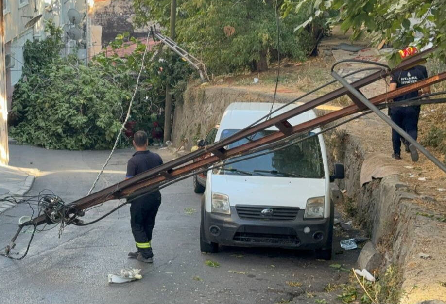 İstanbul'da devrilen ağaçlar araçlara zarar verdi, elektrik kesintisine neden oldu - 1. Resim