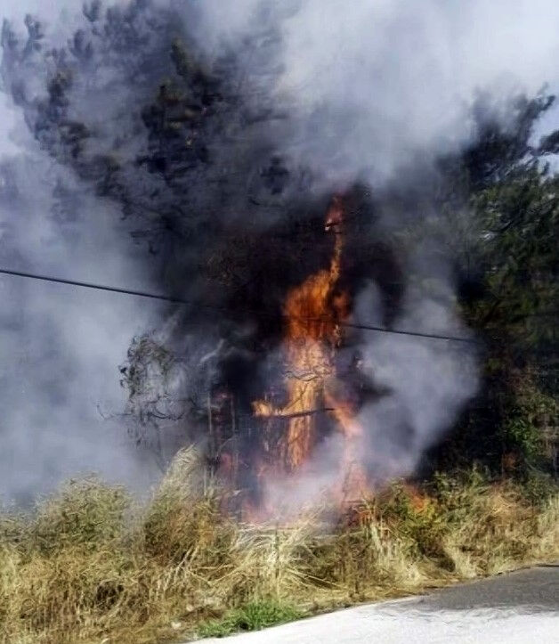 Yangını gören sokağa döküldü! İş makinesi alevlerin ortasında kaldı, 3 kişi dumandan etkilendi - 1. Resim