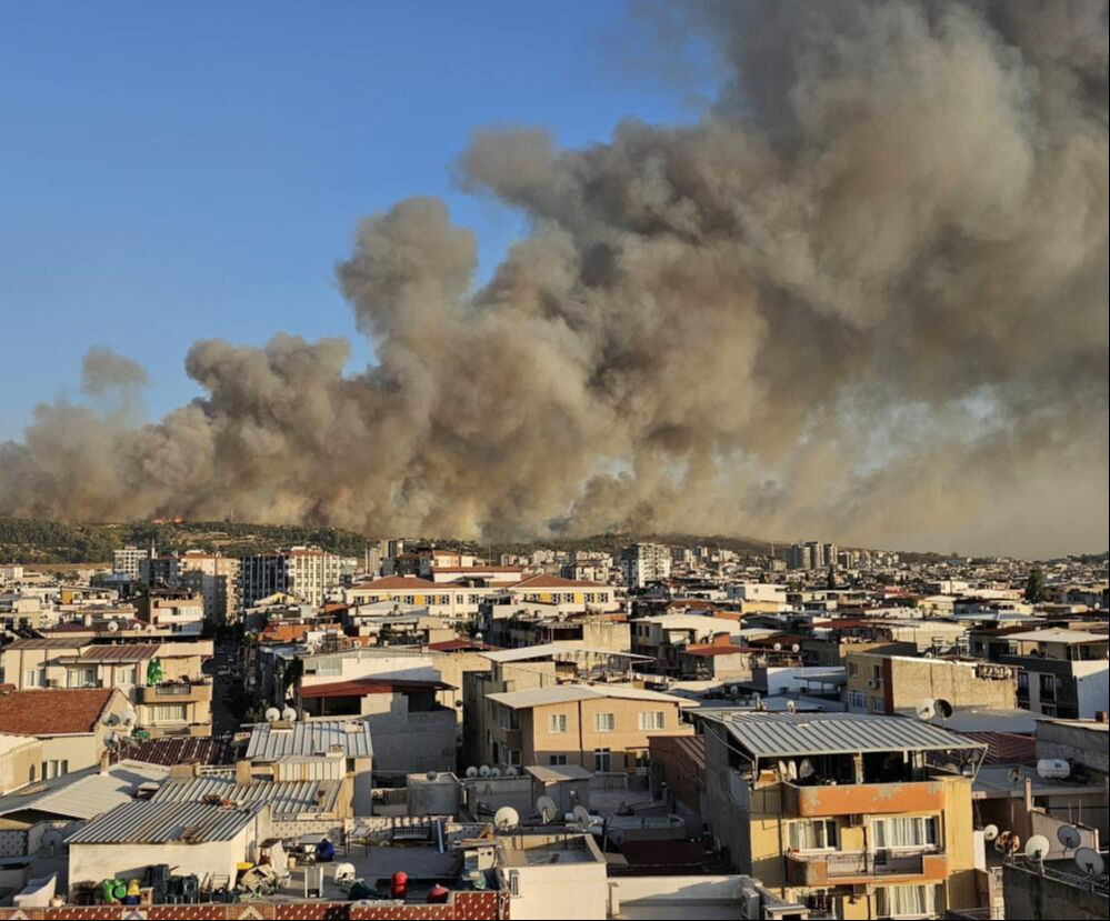 İzmir'in iki ilçesinde orman yangını! Alevlerle mücadele sürüyor - 1. Resim