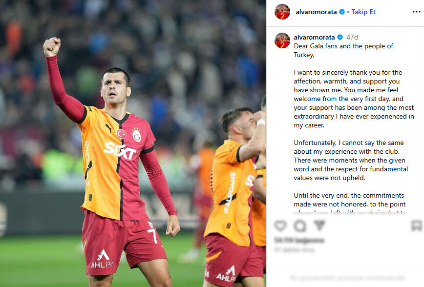 Morata'dan veda mesajında Galatasaray yönetimine olay sözler: Açıklanan rakam doğru değil - 3. Resim