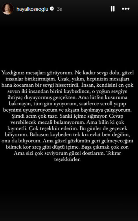 Hayal Köseoğlu babasının vefatı sonrası ilk paylaşım: Kor ateş gibi düştü içime - 2. Resim