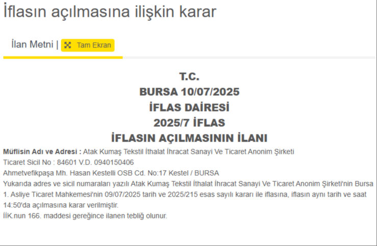 79 yıllık firma konkordatodan çıkamadı! Türkiye'nin tekstil devi resmen iflas etti 79 yıllık firma konkordatodan çıkamadı! Türkiye'nin tekstil devi resmen iflas etti - 1. Resim