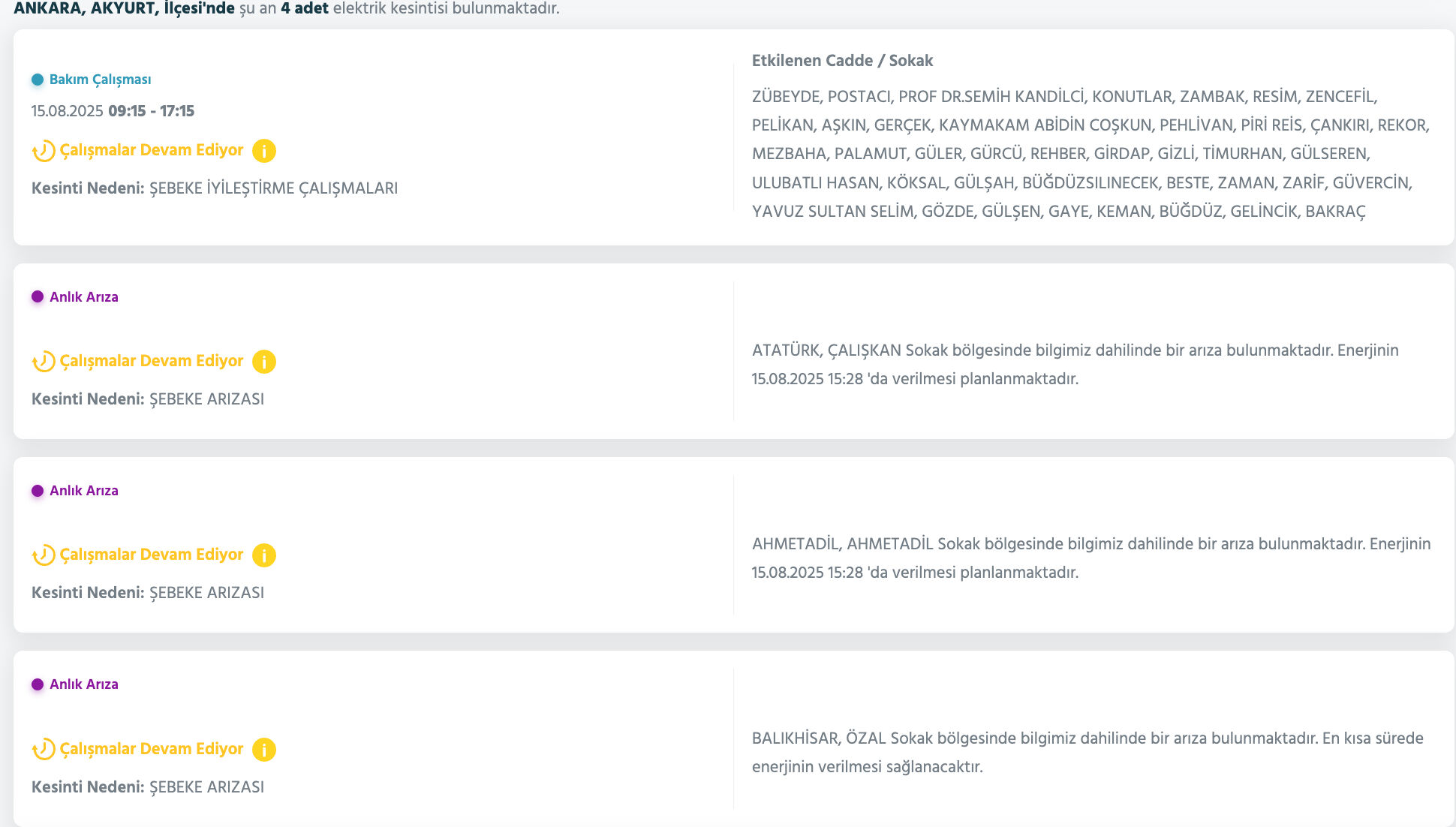 Ankara elektrik kesintisi sorgulama: 15 Ağustos’ta Ankara’da elektrikler ne zaman gelecek? - 3. Resim