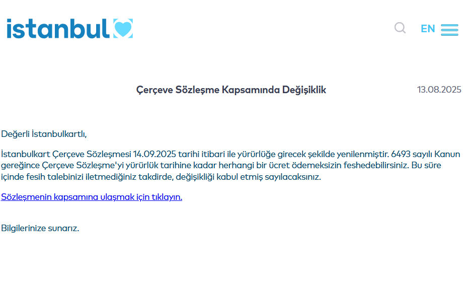 İstanbulkart Çerçeve Sözleşmesi nedir? Değişiklik duyuruldu - 1. Resim