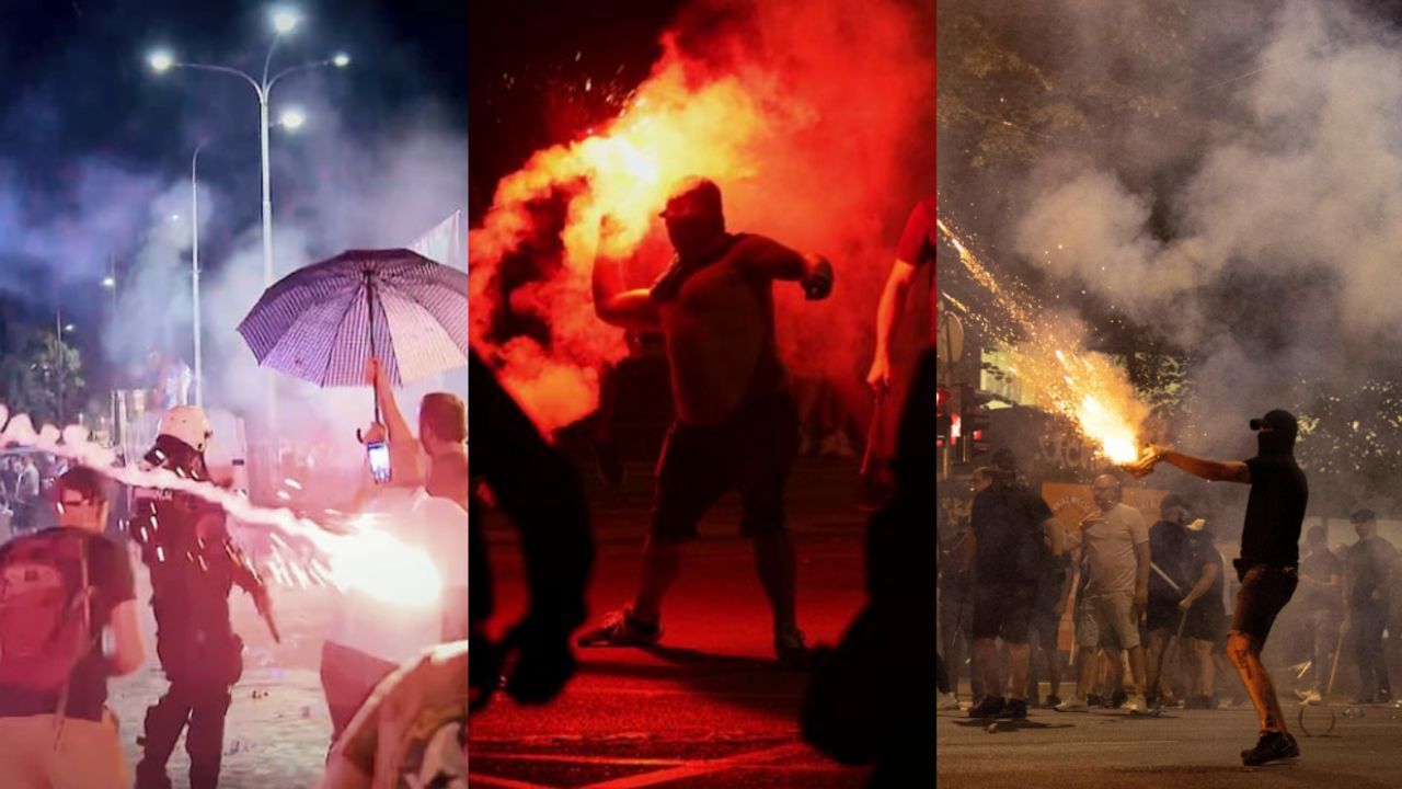 Protestolar beşinci günde şiddetlendi! Sırbistan'da maskeli grup hükümet binasını yaktı Protestolar beşinci günde şiddetlendi! Sırbistan'da maskeli grup hükümet binasını yaktı