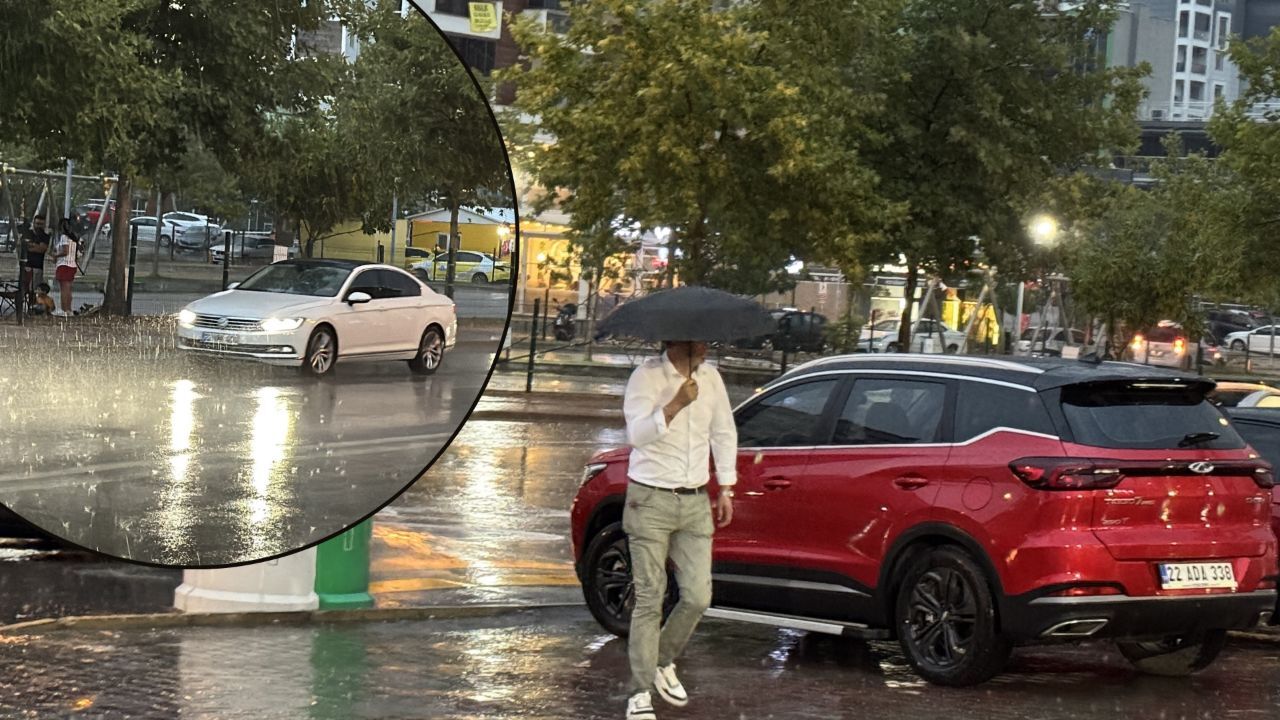 Edirne&#039;yi sağanak vurdu! Trafikte zor anlar yaşandı