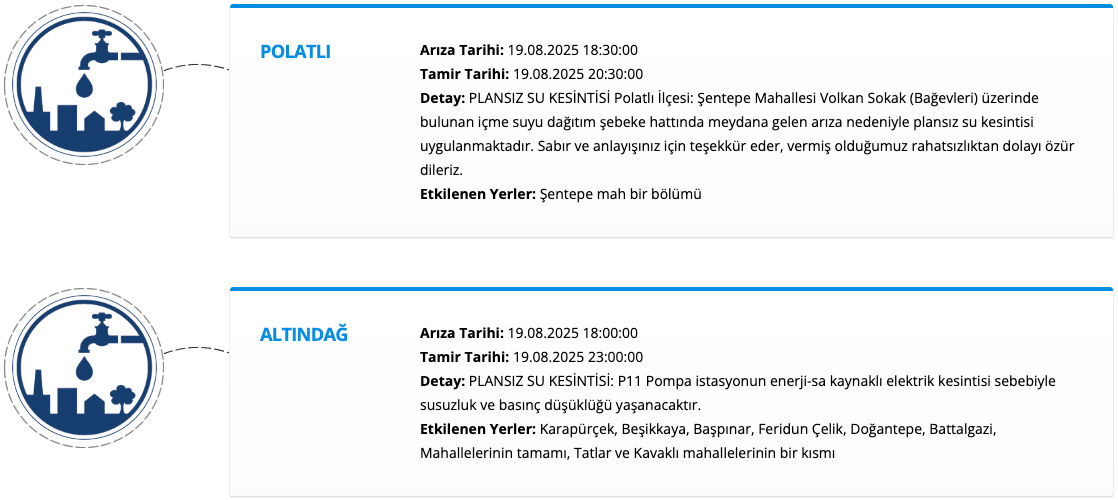 Ankara su kesintisi 19-20 Ağustos: Kazan, Sincan, Mamak, Polatlı, Gölbaşı, Çankaya ve Altındağ’da sular ne zaman gelecek? - 2. Resim