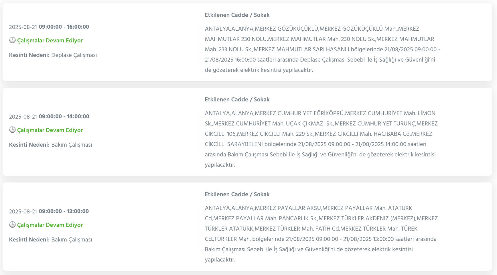 Antalya elektrik kesintisi 19-22 Ağustos: AEDAŞ Muratpaşa, Konyaaltı ve Alanya’da elektrikler ne zaman gelecek? - 2. Resim