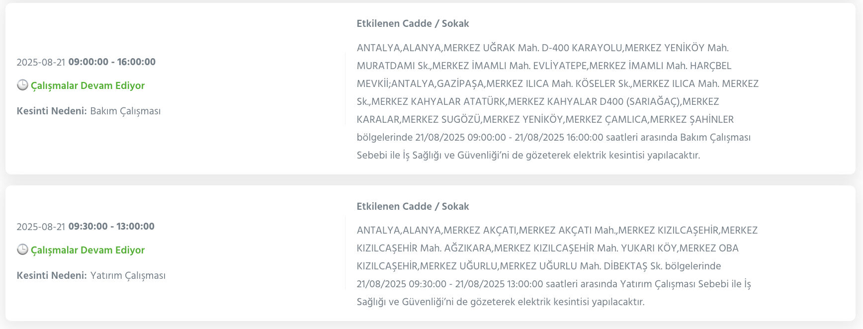 Antalya elektrik kesintisi 19-22 Ağustos: AEDAŞ Muratpaşa, Konyaaltı ve Alanya’da elektrikler ne zaman gelecek? - 1. Resim