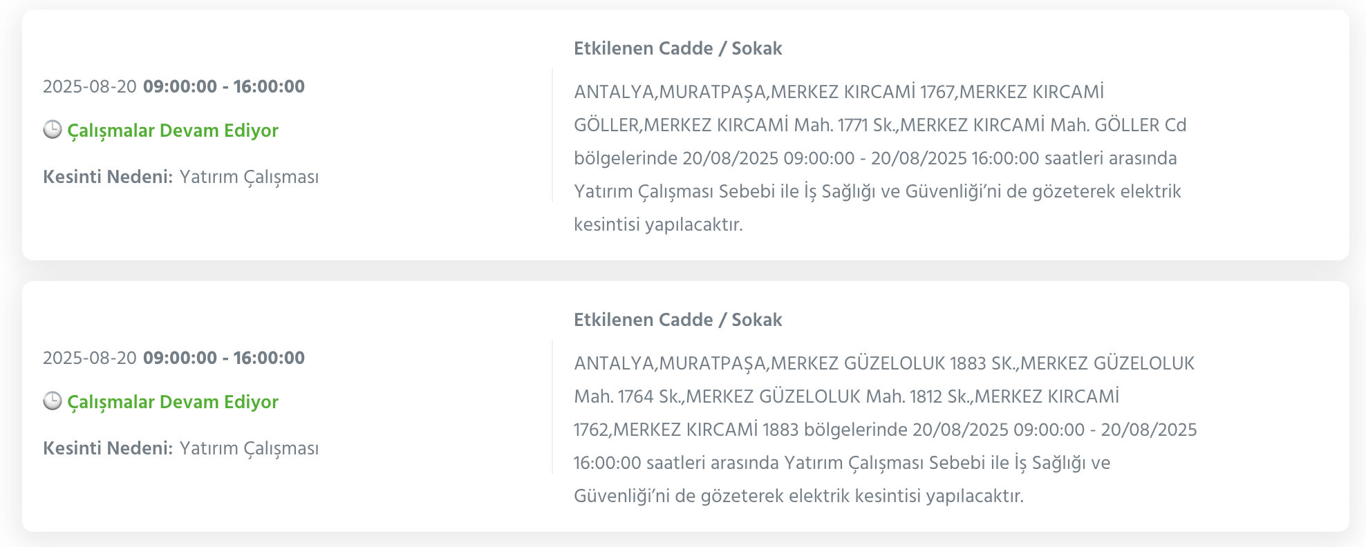 Antalya elektrik kesintisi 19-22 Ağustos: AEDAŞ Muratpaşa, Konyaaltı ve Alanya’da elektrikler ne zaman gelecek? - 5. Resim