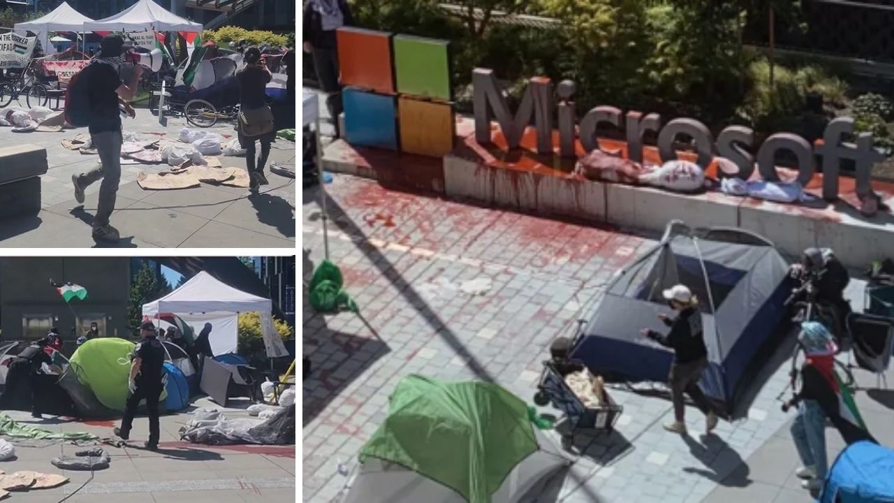 Microsoft çalışanları, İsrail&#039;le yapılan iş birliğine karşı ayaklandı! &#039;&#039;Şehit Filistinli Çocuklar Plazası&quot; pankartları gündem oldu