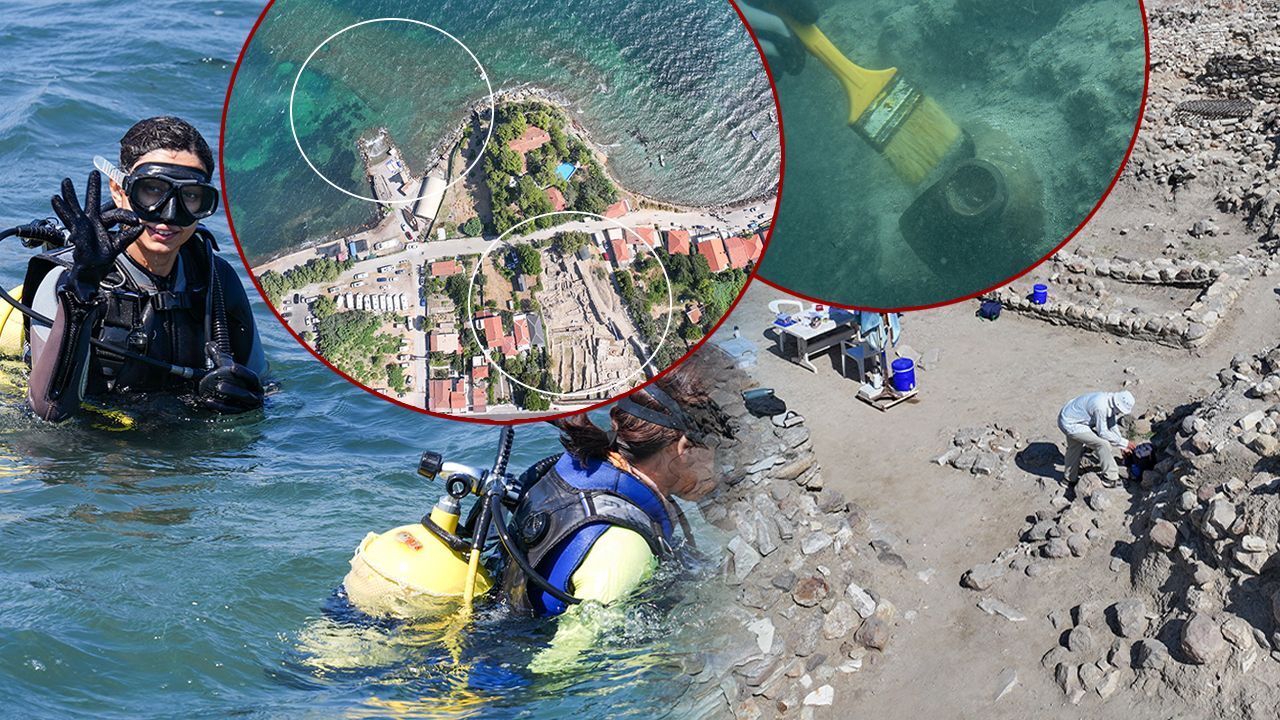 7 bin yıllık tarihe oksijen tüpleriyle daldılar! Tarihi limanda yeni keşifler karada başladı, denizde devam etti