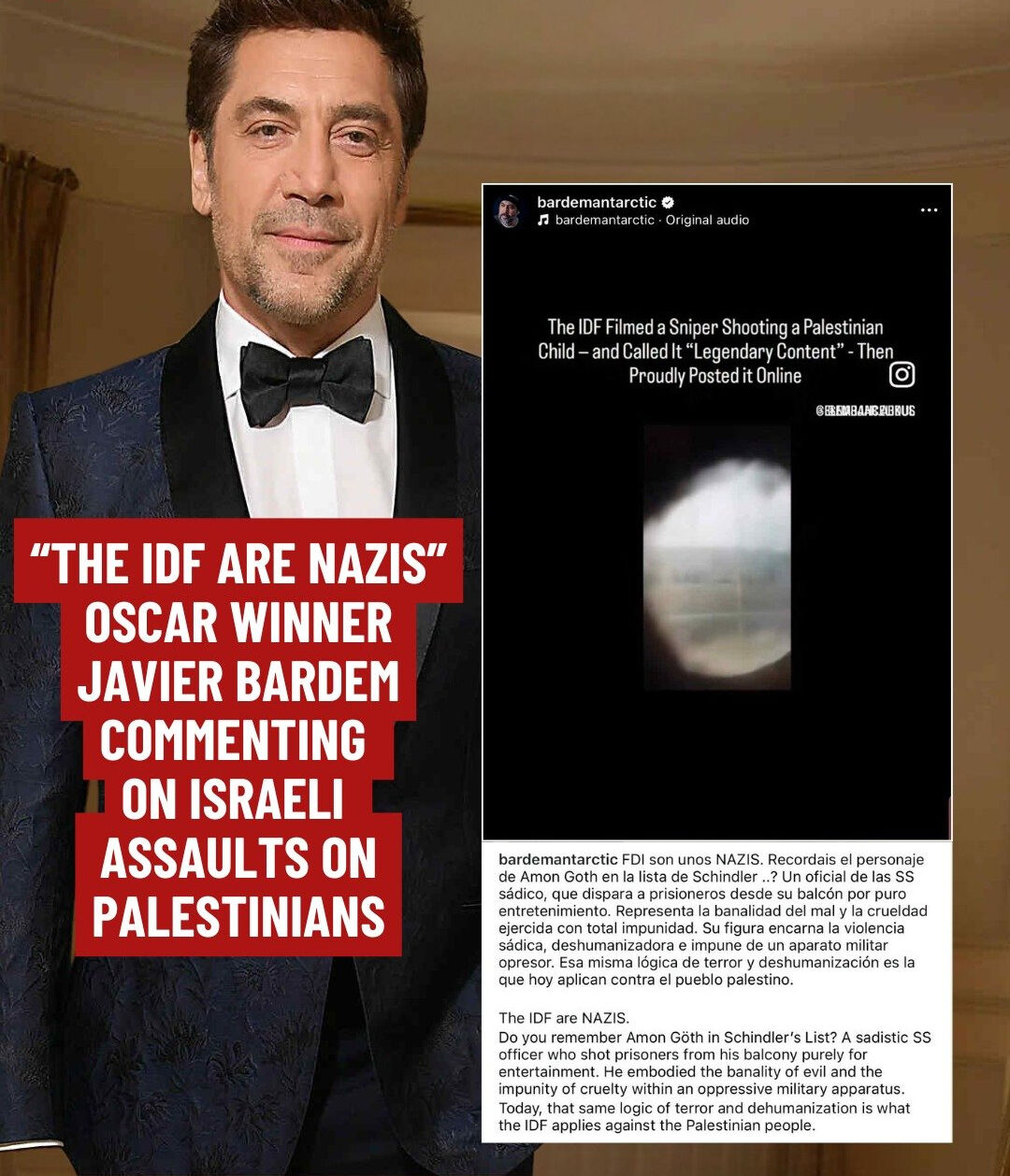Schindler’in Listesi sahneleri gerçek oldu! Oscar’lı oyuncu Bardem İsrail’i Nazi subayına benzetti - 2. Resim