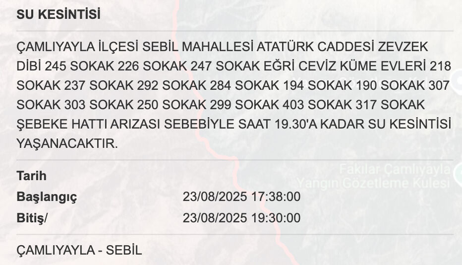 Mersin su kesintisi 23-24 Ağustos listesi! Mersin'de sular ne zaman, saat kaçta gelecek? - 1. Resim