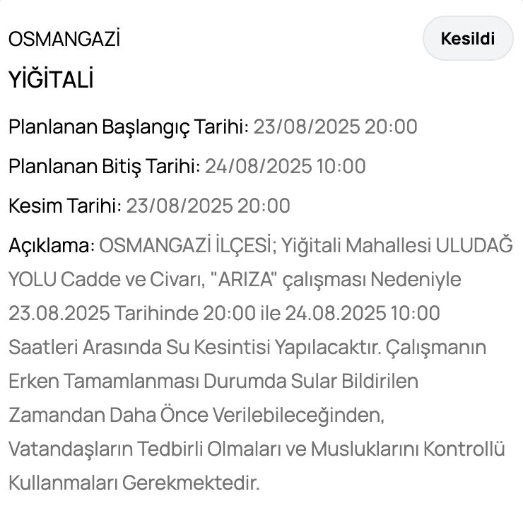 Bursa Karacabey su kesintisi: BUSKİ duyurdu, Bursa'da sular ne zaman, saat kaçta gelecek? - 2. Resim