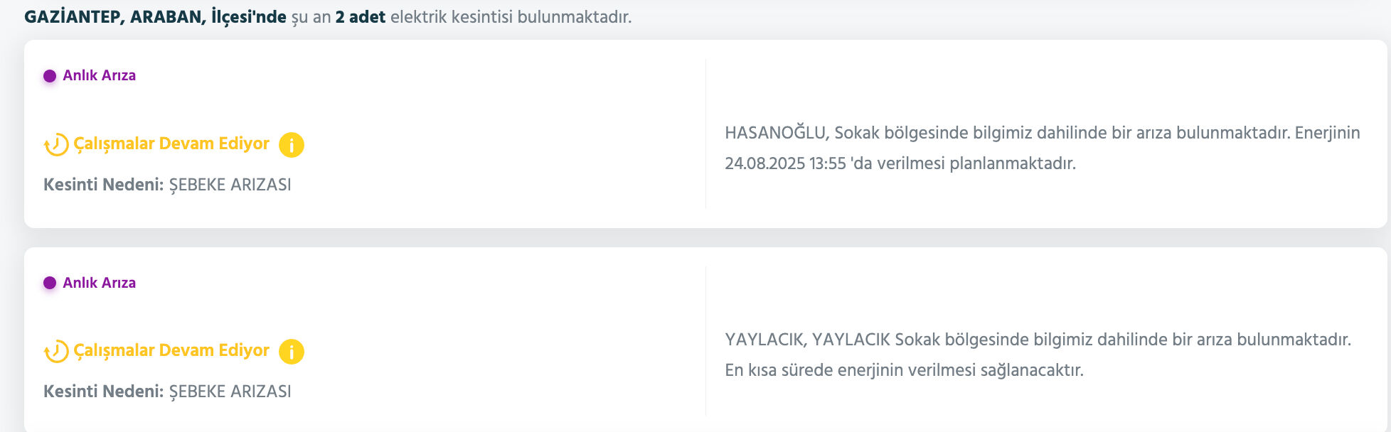 Gaziantep elektrik kesintisi! Toroslar EDAŞ listeyi paylaştı! Gaziantep'te elektrikler ne zaman, saat kaçta gelecek? - 3. Resim