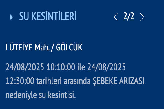 İSU su kesintisi: Gebze'de sular ne zaman, saat kaçta gelecek? İSU su kesintisi: Gebze'de sular ne zaman, saat kaçta gelecek? - 3. Resim