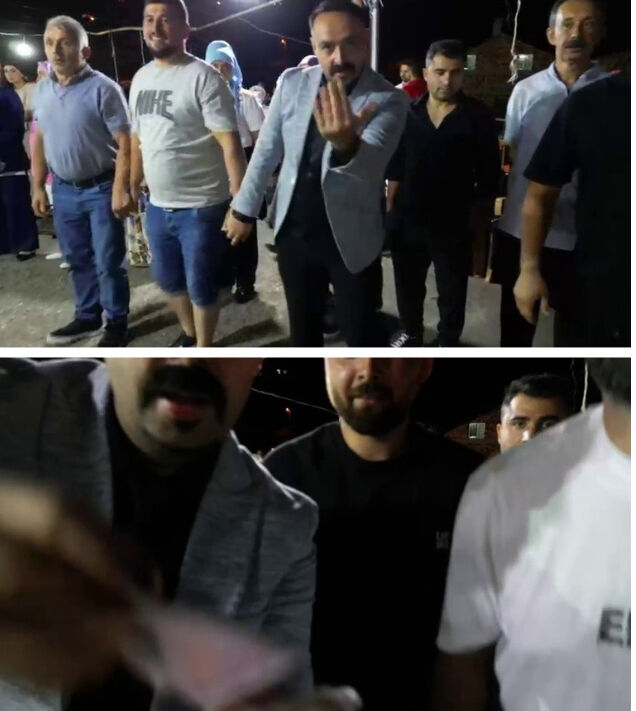 D&uuml;ğ&uuml;nde dron paniği... Para takma şovu halayı dağıttı, o anlara beğeni yağdı - 2. Resim