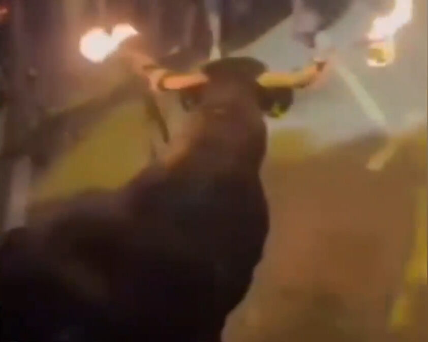 Festival kabusa dönüştü! Alev saçan boğa seyirciyi böyle savurdu - 2. Resim